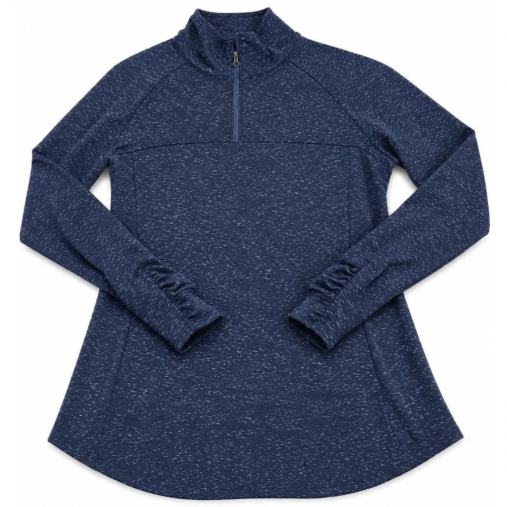 Columbia Blue Marled Athletic 1/4 Zip Long Sleeve Top (XL)